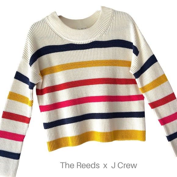 THE REEDS x J CREW | NWOT RAINBOW STRIPED SWEATER COTTON BLEND | MEDIUM - Picture 1 of 10